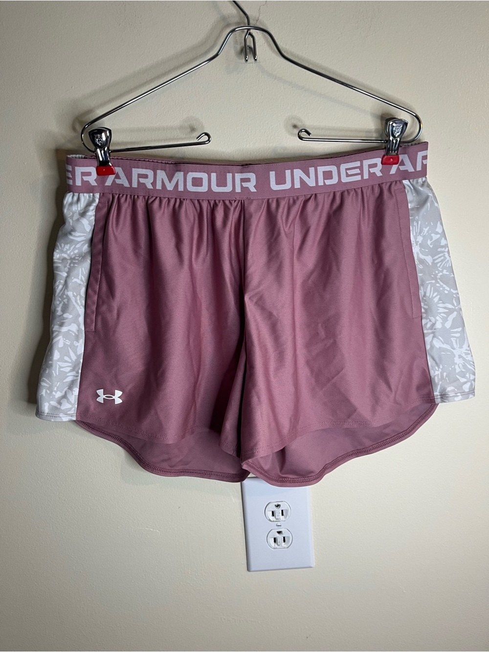 Under Armour Women's Pink Play Up Inset Athletic Shorts with Floral Side Panels